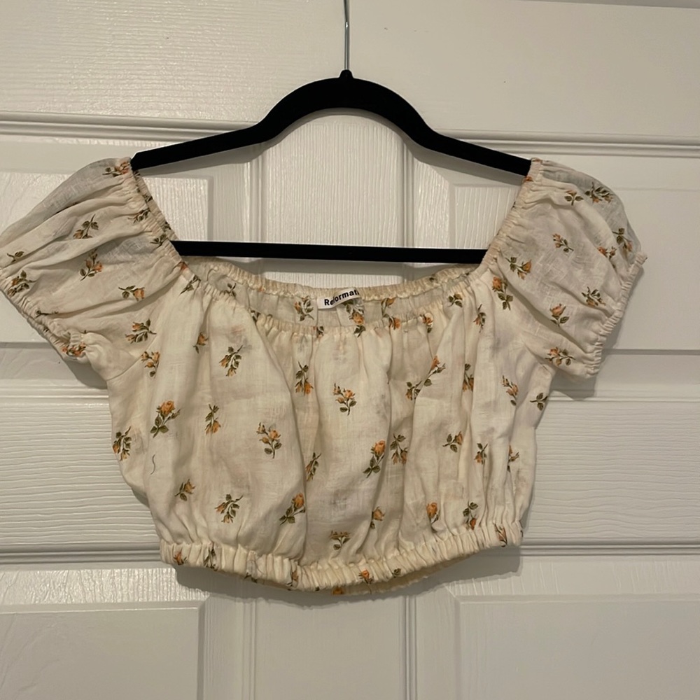 Great condition reformation floral linen crop top